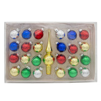 Glass Multicolor Ball Ornaments With Gold Treetop