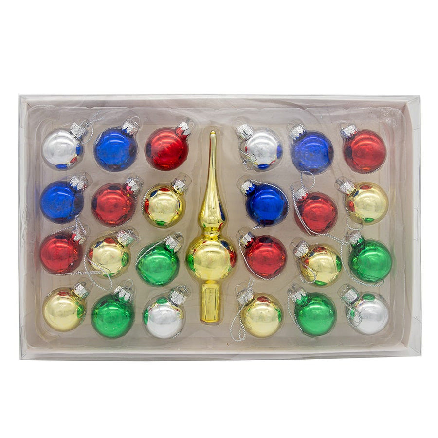 Glass Multicolor Ball Ornaments With Gold Treetop