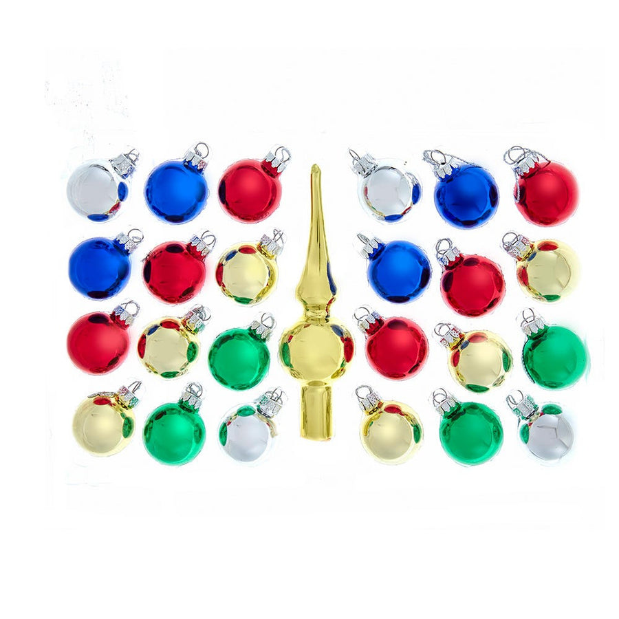 Glass Multicolor Ball Ornaments With Gold Treetop