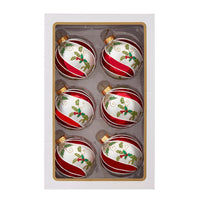 80MM Glass Red, White & Green Holly Berry Ball Ornament