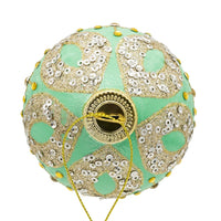80MM Glass Aqua & Silver Glitter Ball Ornaments