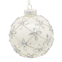 80MM Glass Silver Jeweled Ball Ornaments