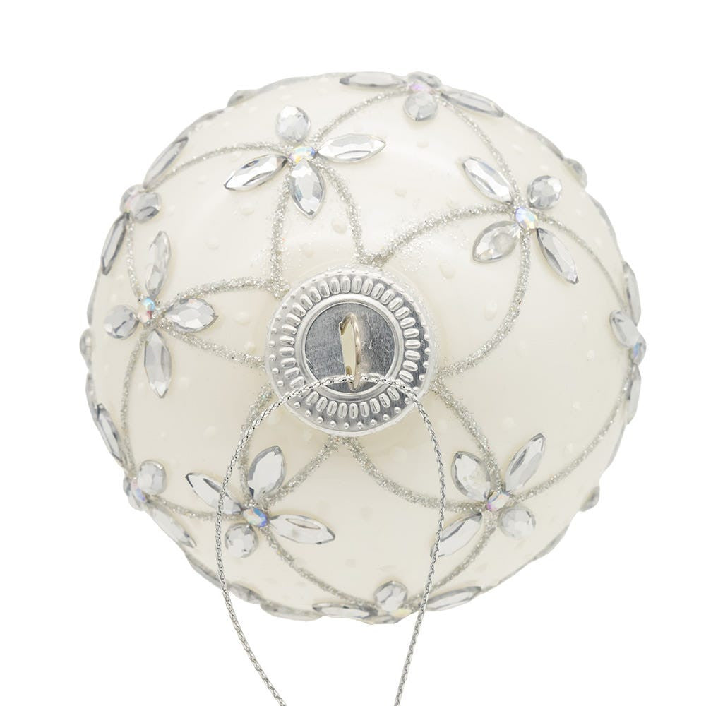 80MM Glass Silver Jeweled Ball Ornaments