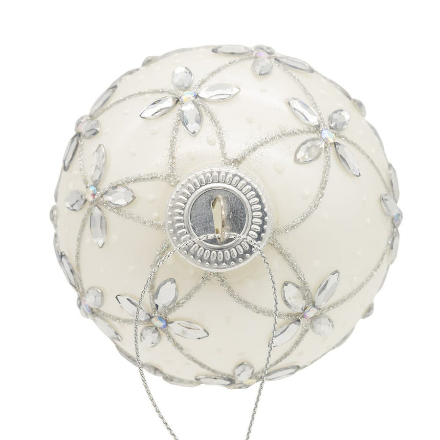 80MM Glass Silver Jeweled Ball Ornaments