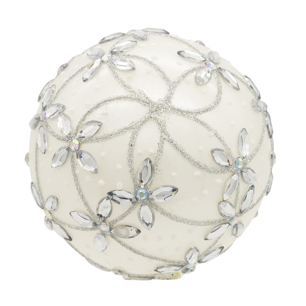 80MM Glass Silver Jeweled Ball Ornaments