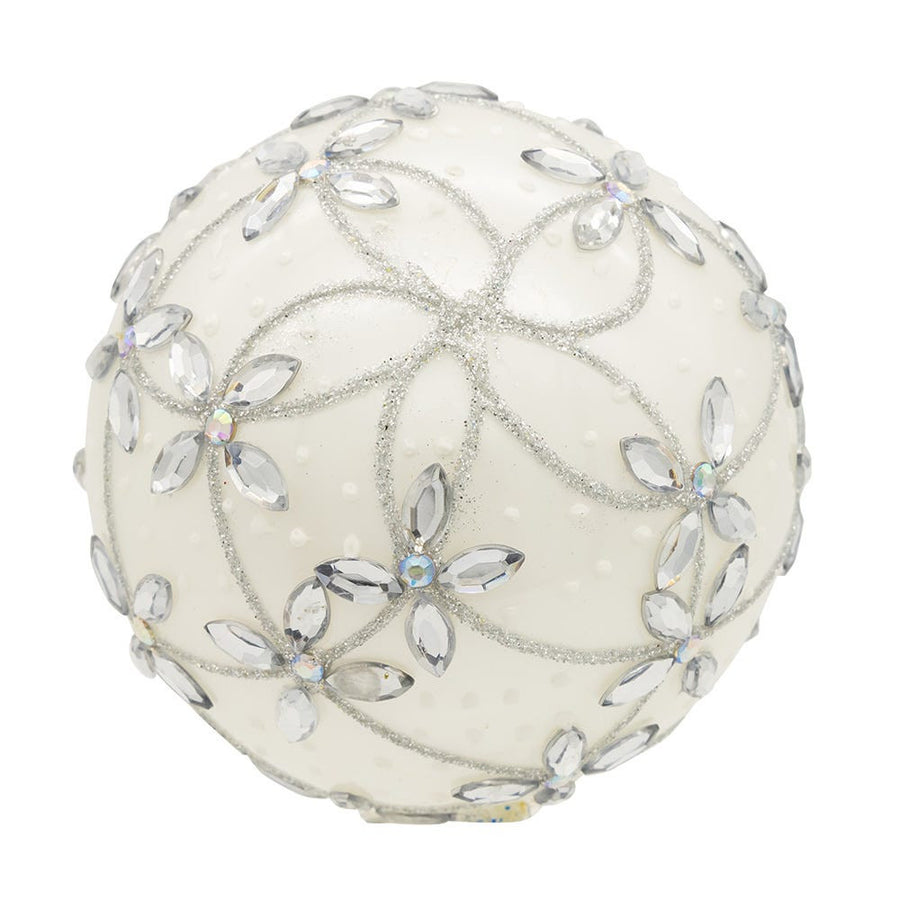 80MM Glass Silver Jeweled Ball Ornaments
