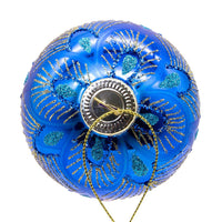 80MM Glass Purple & Blue Peacock Ball Ornaments