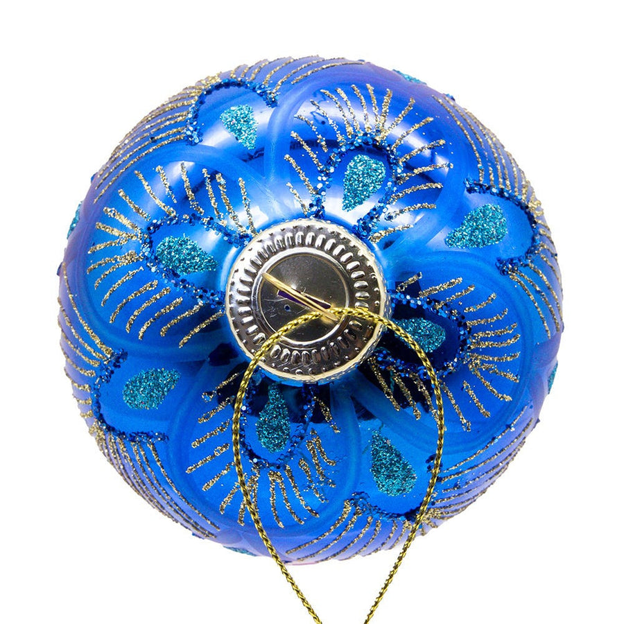 80MM Glass Purple & Blue Peacock Ball Ornaments