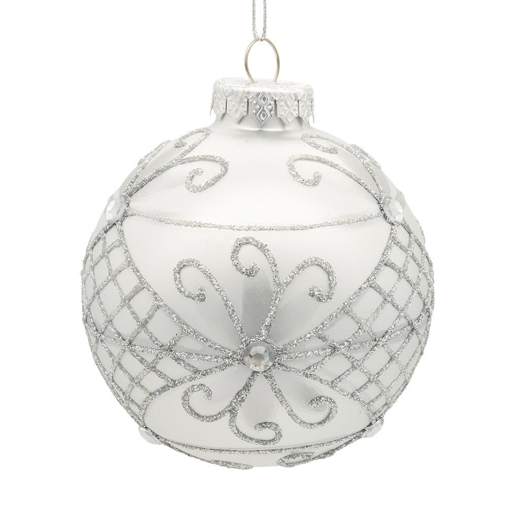 80MM Glass Silver Decorative Ball Ornaments