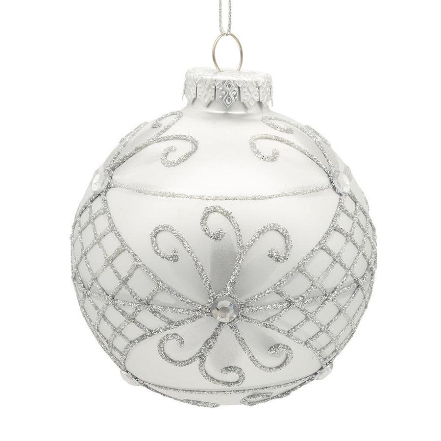 80MM Glass Silver Decorative Ball Ornaments