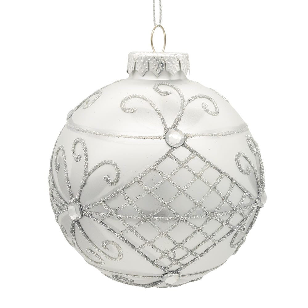 80MM Glass Silver Decorative Ball Ornaments