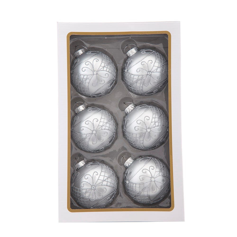 80MM Glass Silver Decorative Ball Ornaments