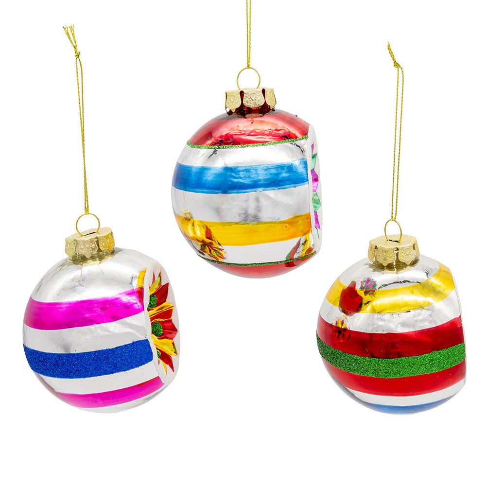 80MM Glass Multicolor Reflector Ornaments
