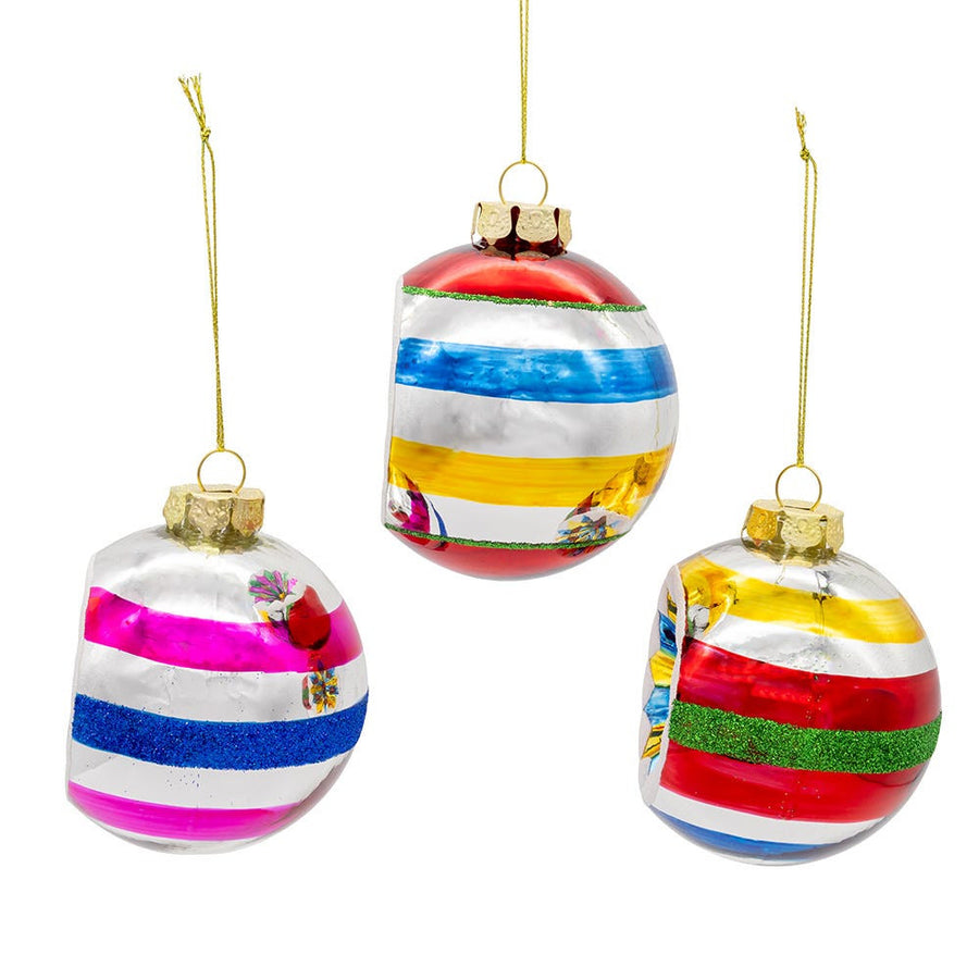 80MM Glass Multicolor Reflector Ornaments