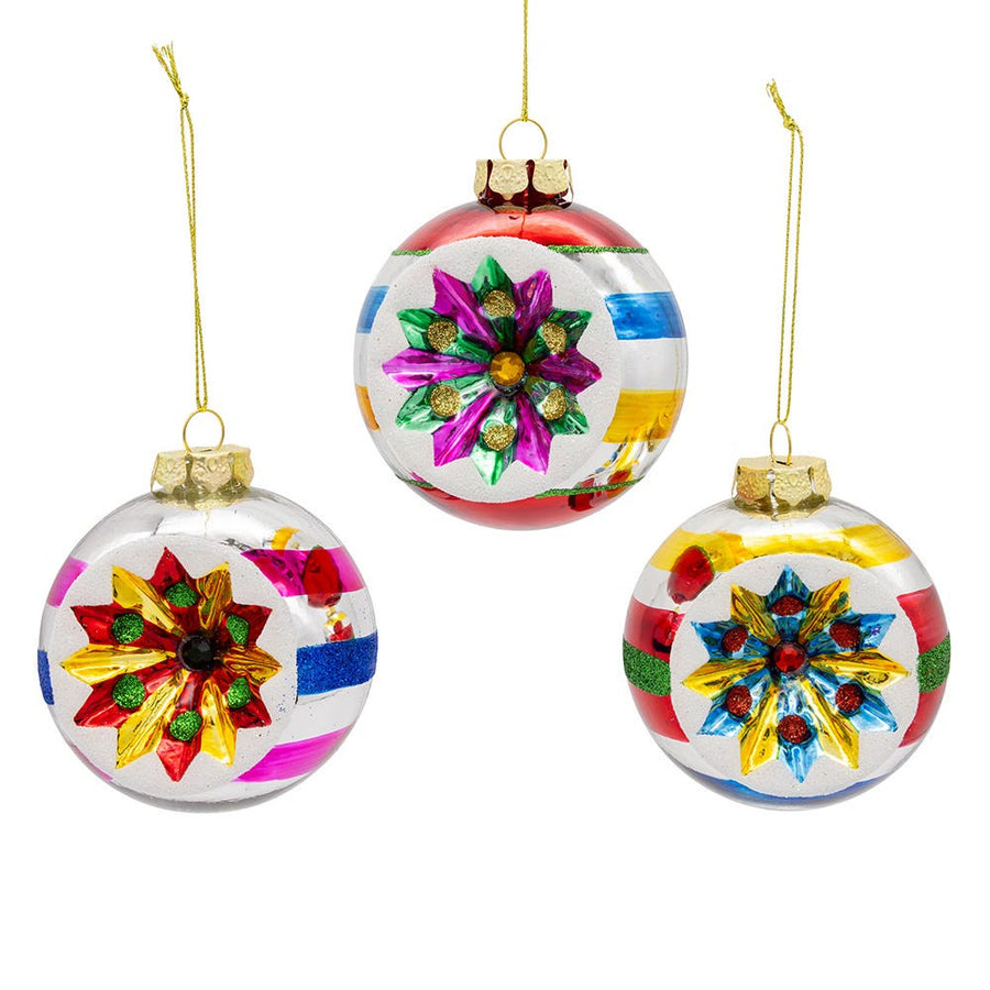 80MM Glass Multicolor Reflector Ornaments