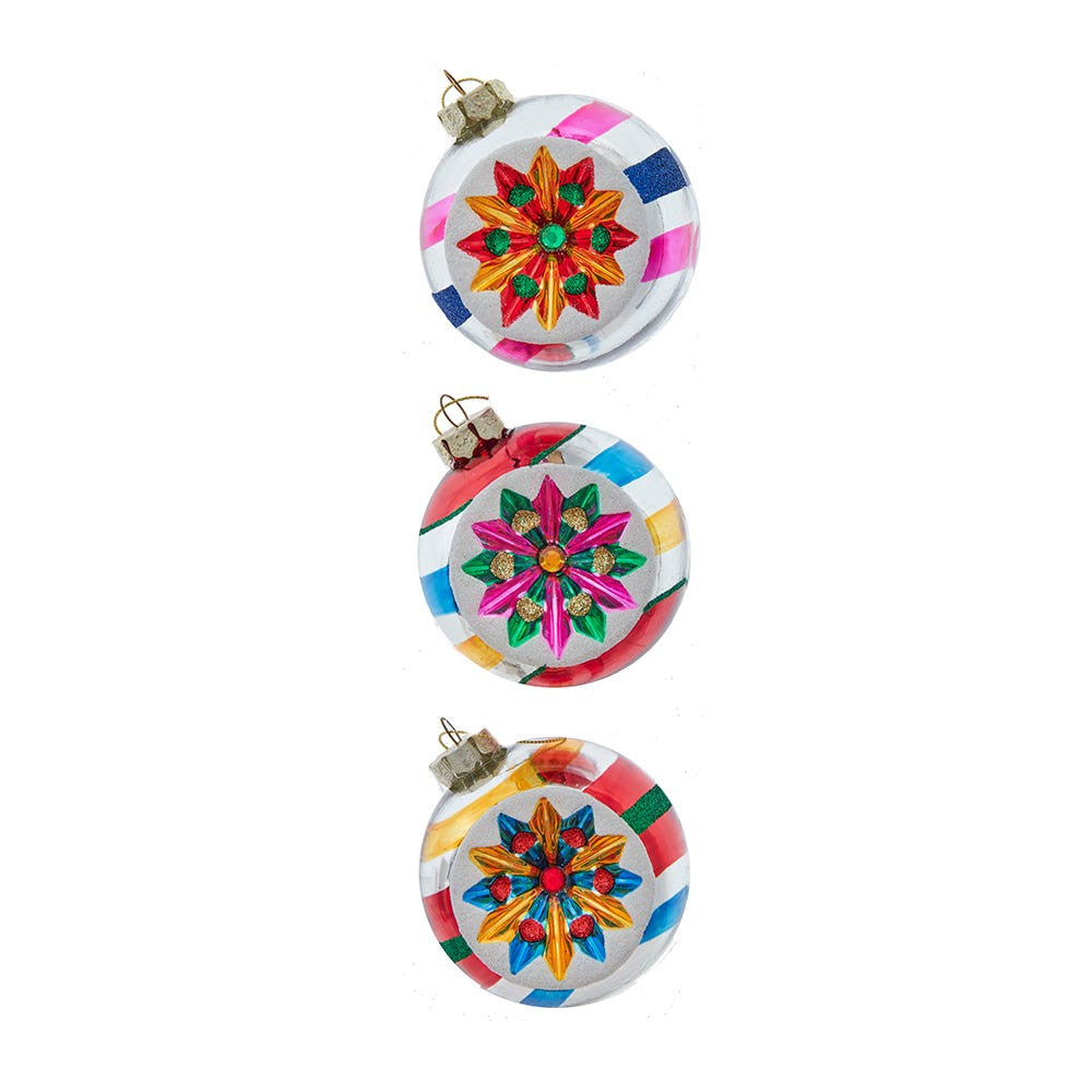 80MM Glass Multicolor Reflector Ornaments