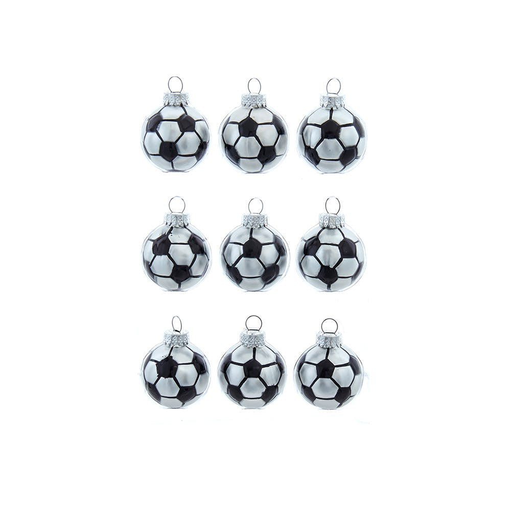 Glass Sports Ball Ornaments, 9-Piece Box
