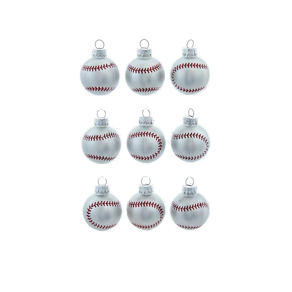 Glass Sports Ball Ornaments, 9-Piece Box