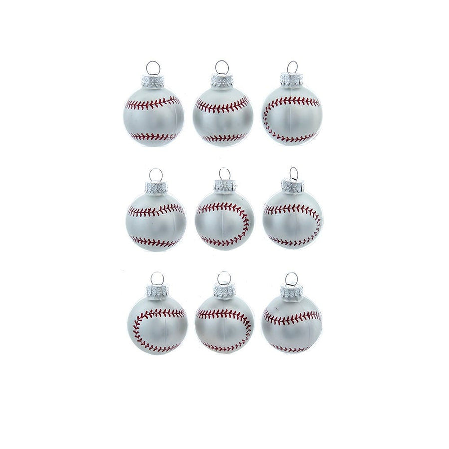 Glass Sports Ball Ornaments, 9-Piece Box
