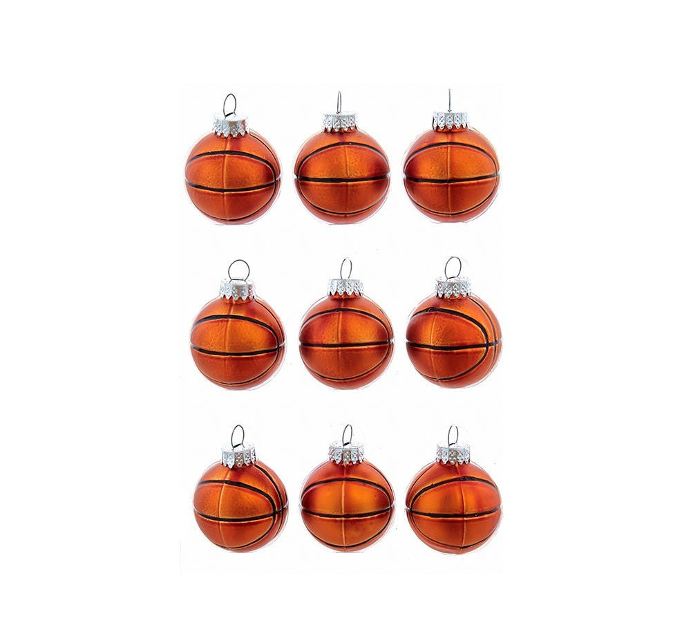 Glass Sports Ball Ornaments, 9-Piece Box