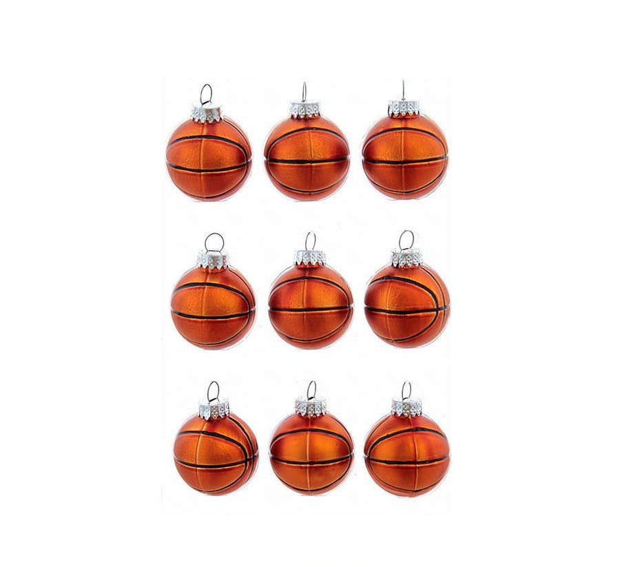 Glass Sports Ball Ornaments, 9-Piece Box