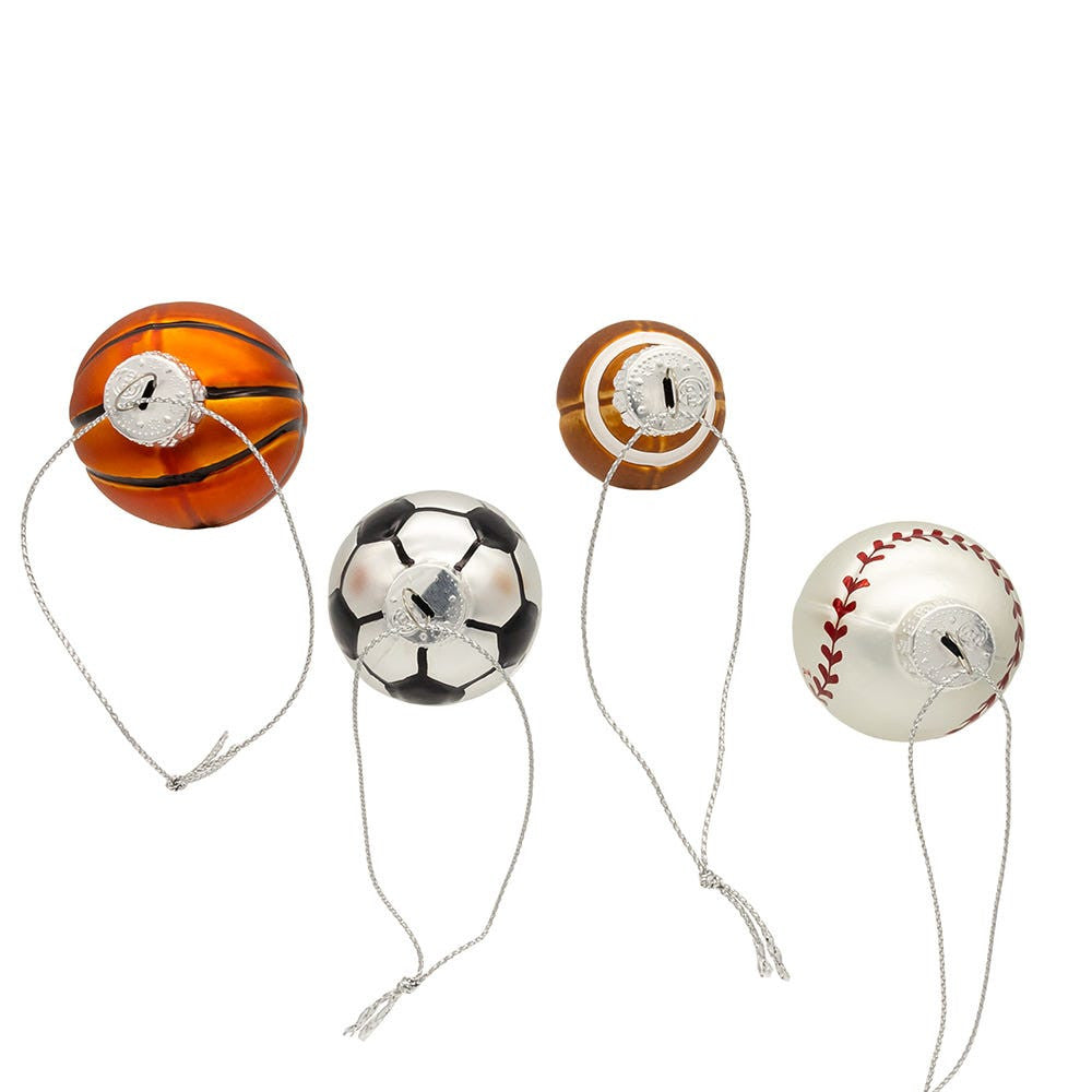 Glass Sports Ball Ornaments, 9-Piece Box