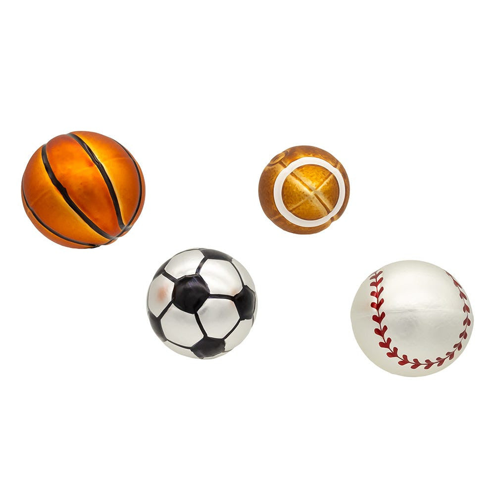 Glass Sports Ball Ornaments, 9-Piece Box