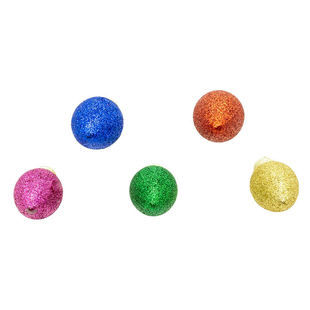 1.8" Glass Multicolor Glittered Bulb Ornaments