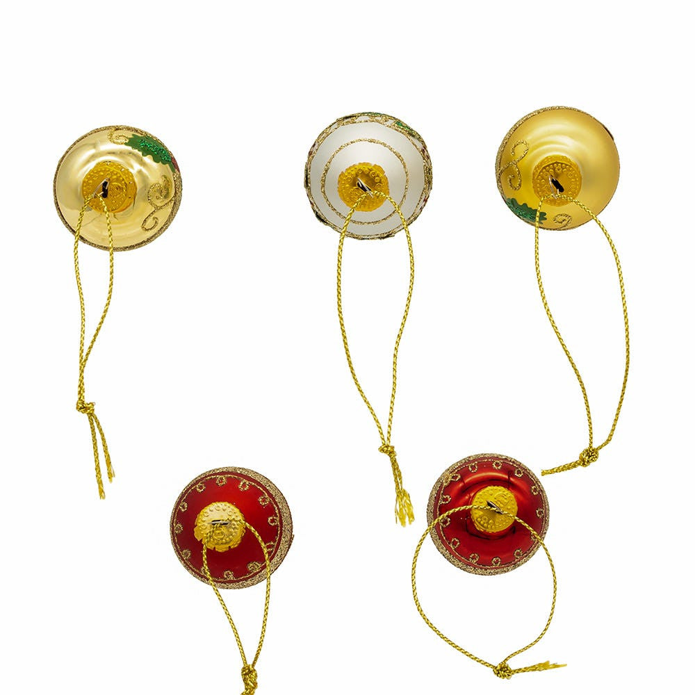 35MM Glass Gold, Green & Red Ball & Finial Ornaments