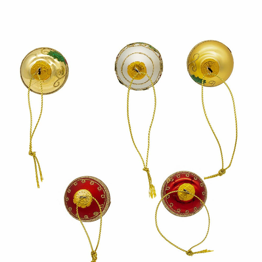 35MM Glass Gold, Green & Red Ball & Finial Ornaments