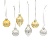 35MM Glass Silver & Gold Ball & Finial Ornaments