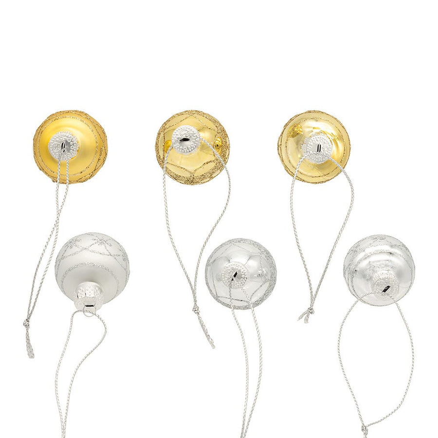 35MM Glass Silver & Gold Ball & Finial Ornaments