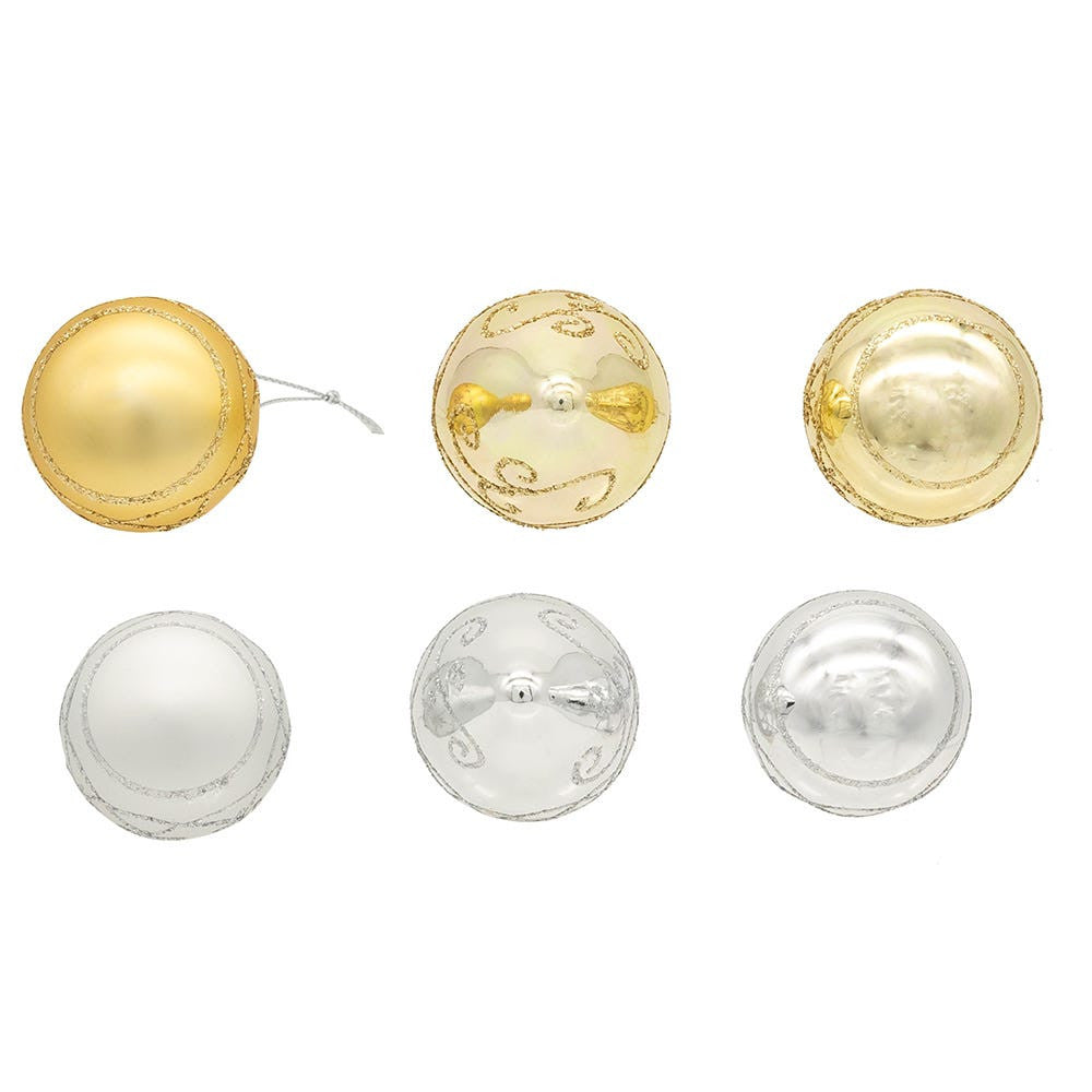 35MM Glass Silver & Gold Ball & Finial Ornaments