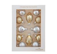 35MM Glass Silver & Gold Ball & Finial Ornaments