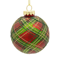 80MM Glass Matte Red & Green Striped Ball Ornaments