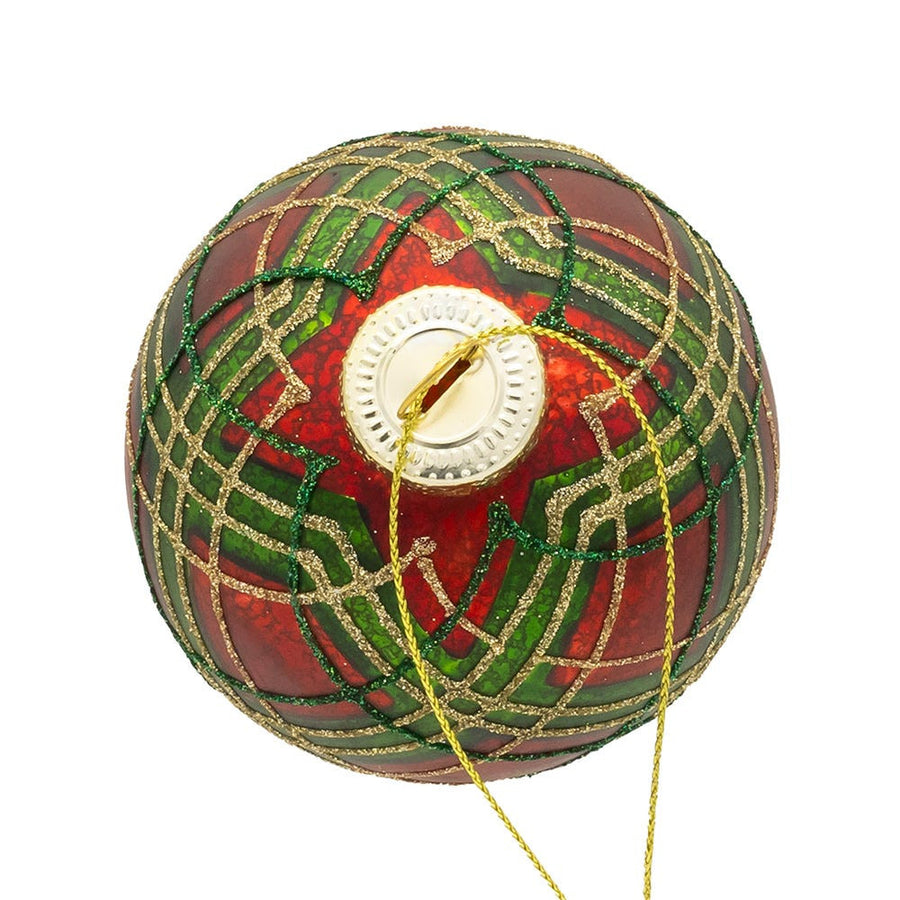 80MM Glass Matte Red & Green Striped Ball Ornaments