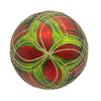 80MM Glass Matte Red & Green Striped Ball Ornaments