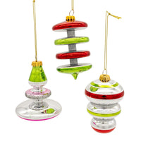 Glass Silver, Green & Red Table Trees