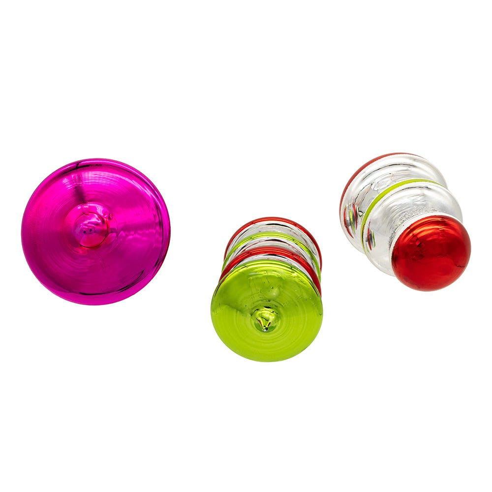 Glass Silver, Green & Red Table Trees