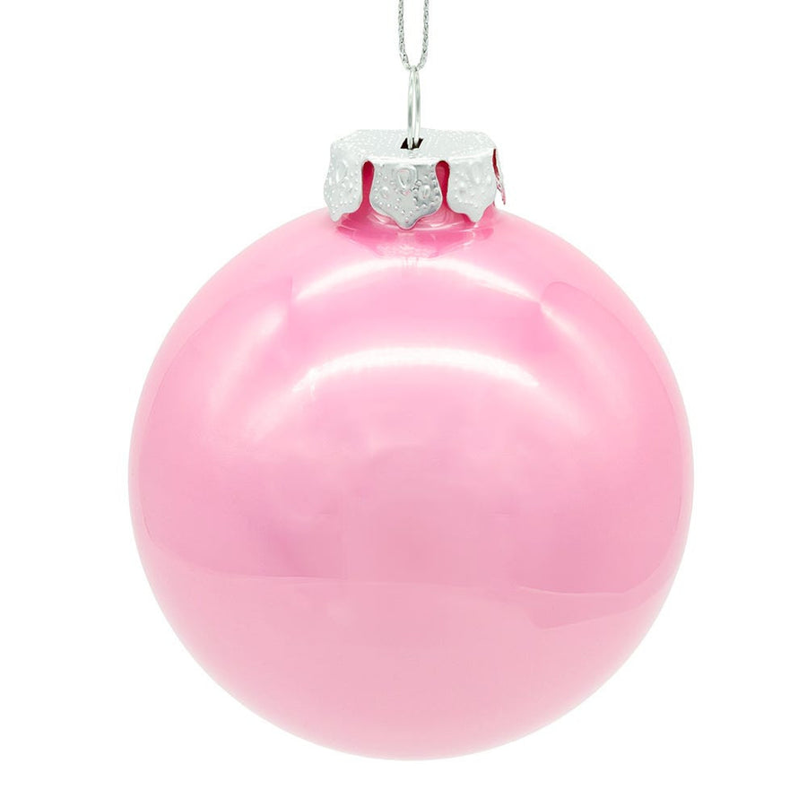 80MM Glass Pearlized Pink Ball Ornaments