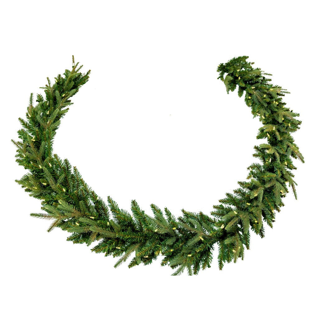 9' Pre-Lit Warm White LED Grand Fir Garland