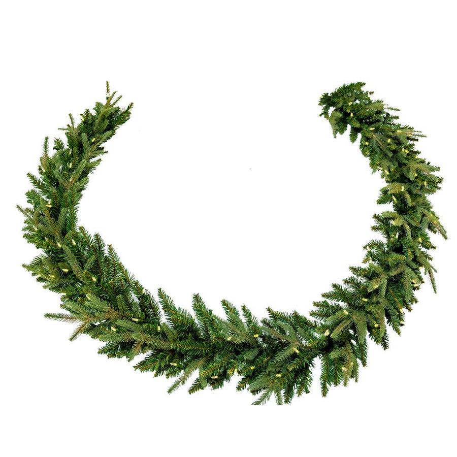 9' Pre-Lit Warm White LED Grand Fir Garland