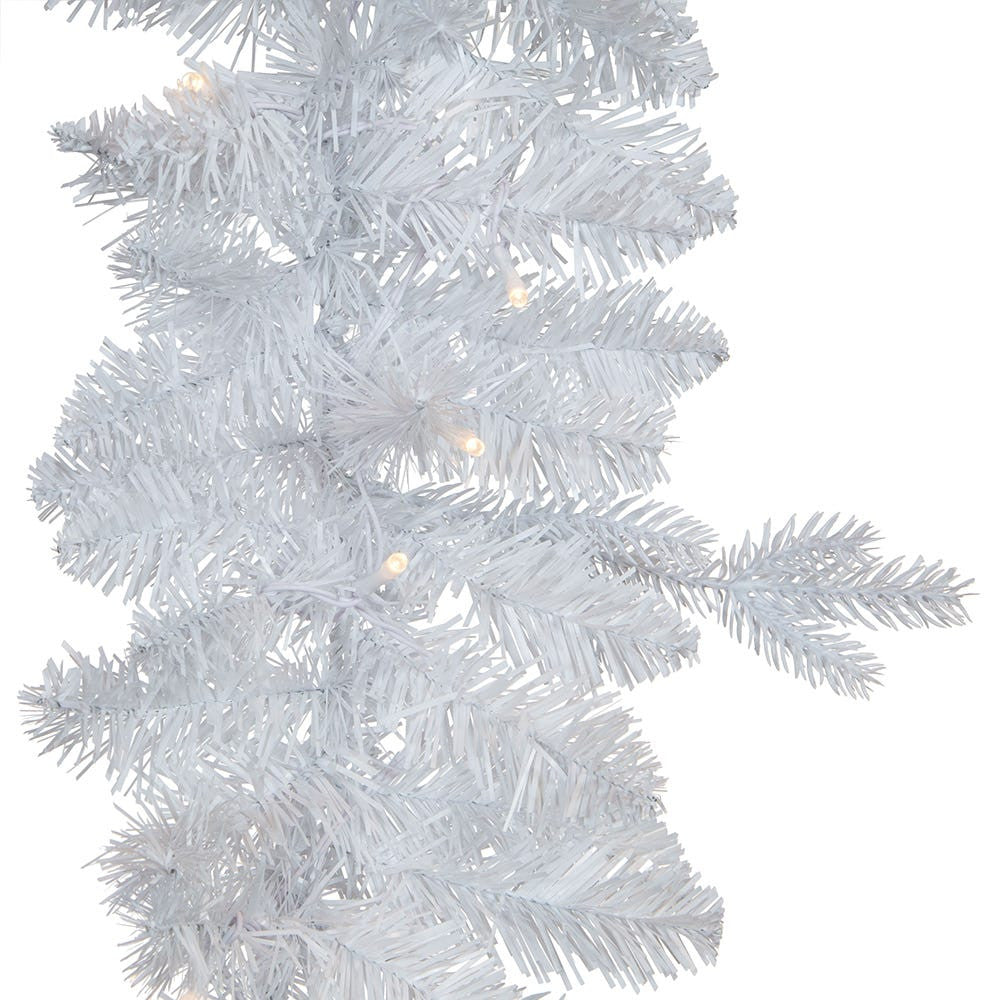 9' Pre-Lit Warm White LED Jackson White Pine Garland