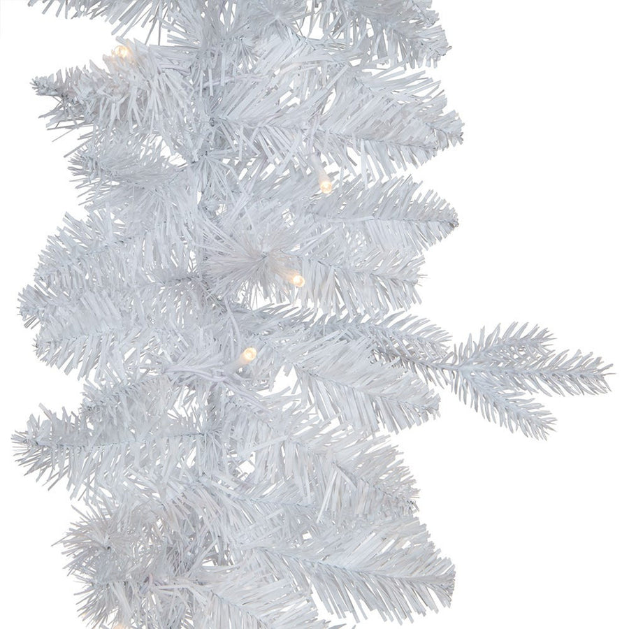 9' Pre-Lit Warm White LED Jackson White Pine Garland