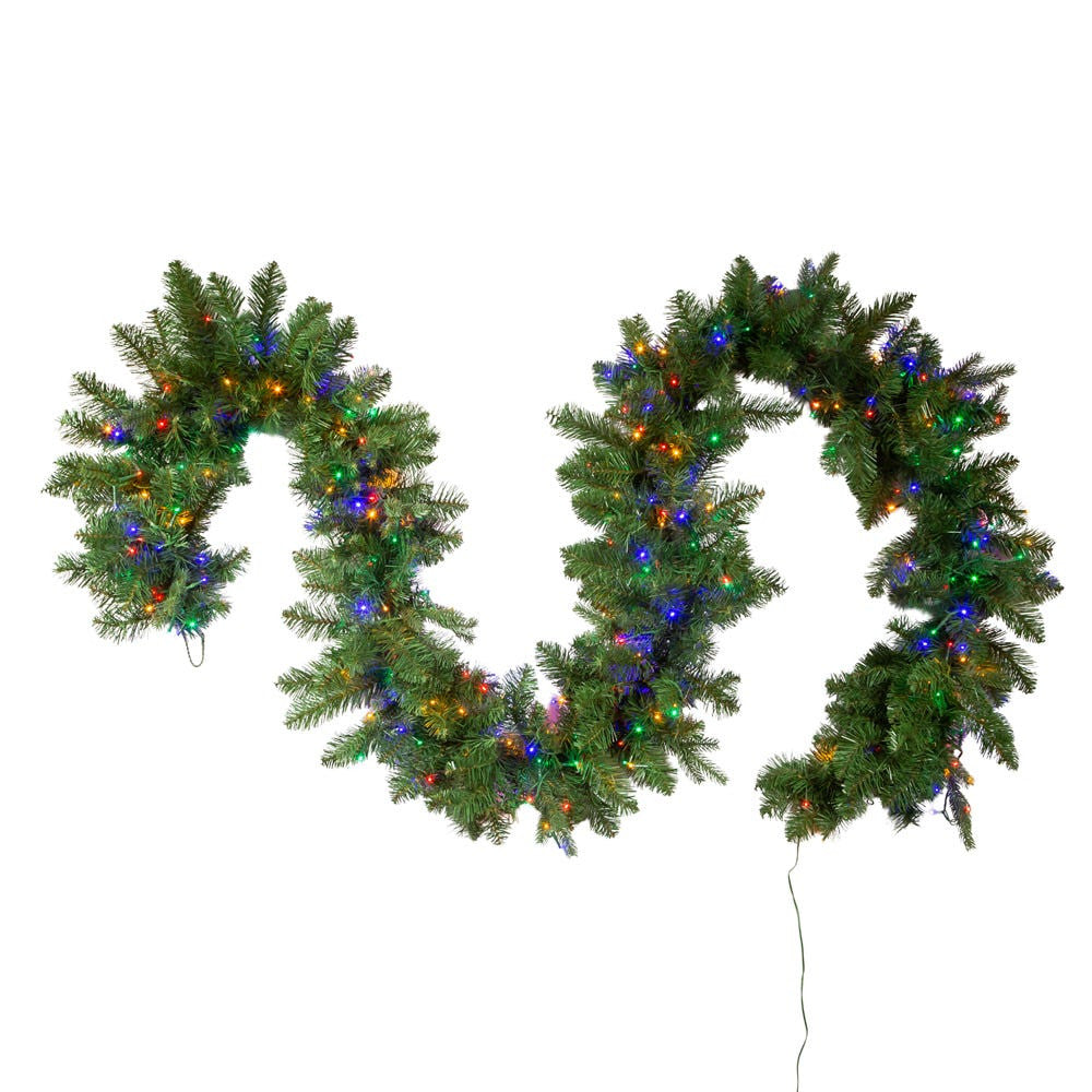 9' Pre-Lit Multicolored Cluster LED Noble Fir Garland