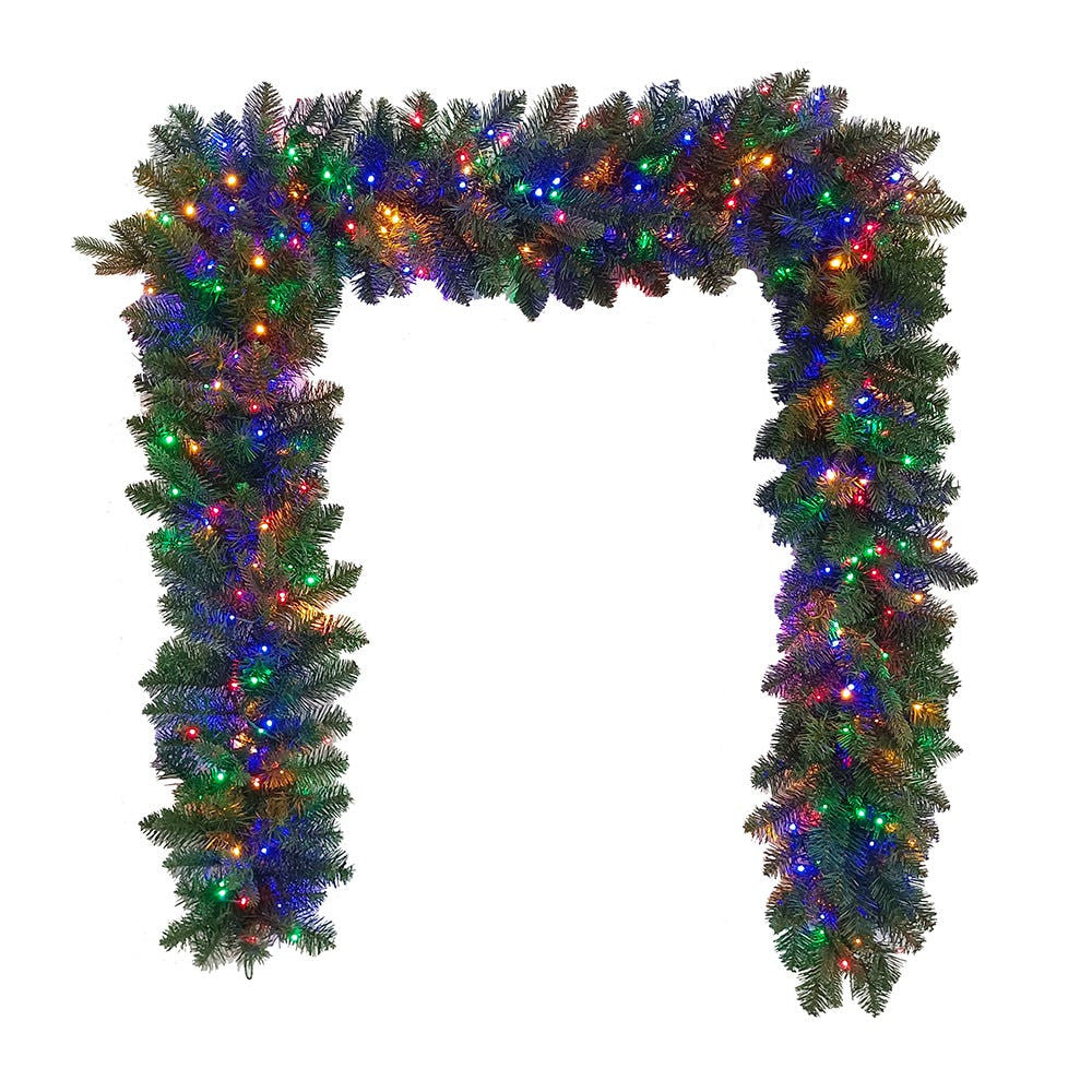 9' Pre-Lit Multicolored Cluster LED Noble Fir Garland