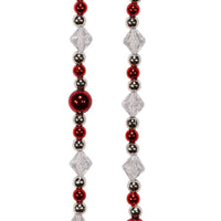 14MM Red, Silver and Clear Round Faceted Bead Garland