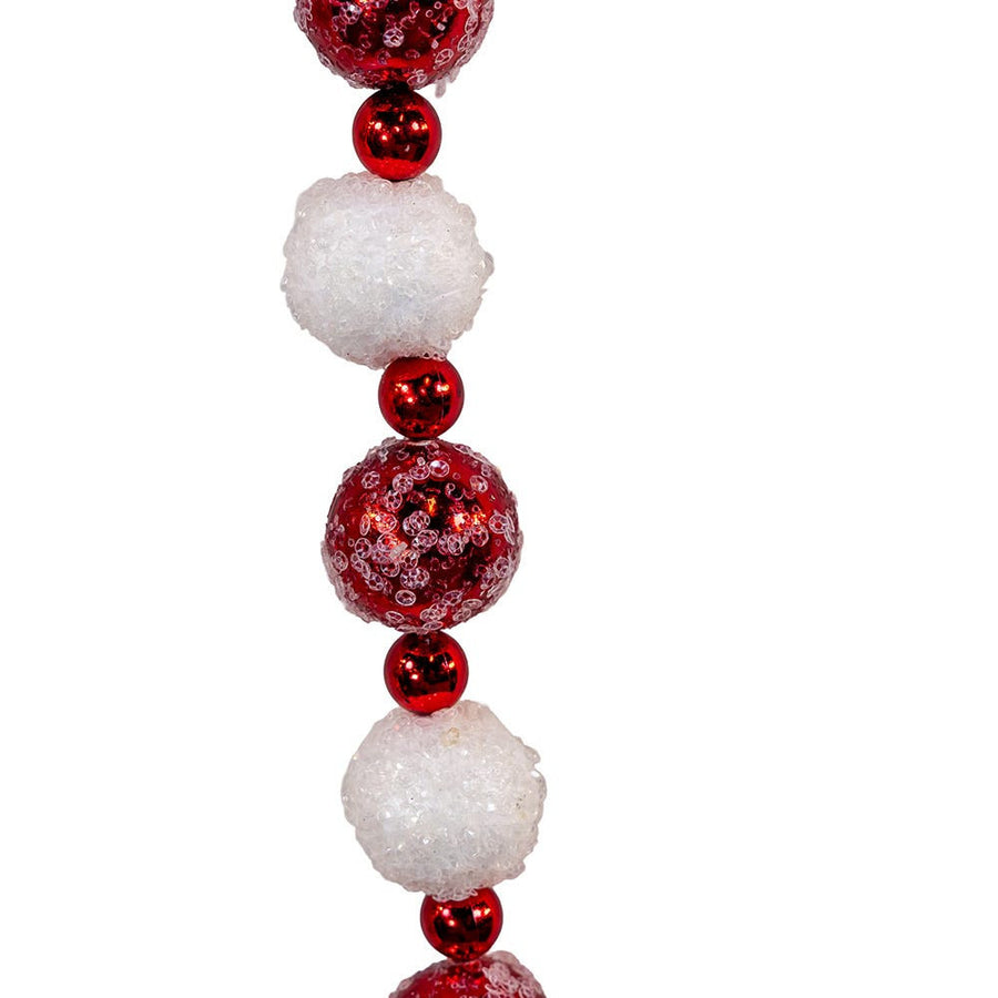 Red and White Frosted Beaded Garland