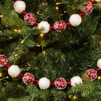 Red and White Frosted Beaded Garland