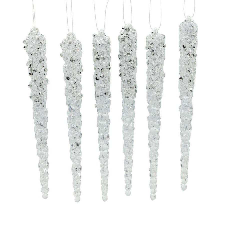 6" Glittered Icicle Ornaments